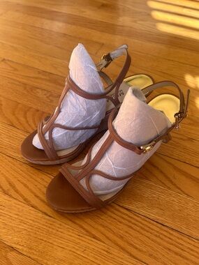 MICHAEL KORS Cork Heel Wedge Strappy Sandals Size 9